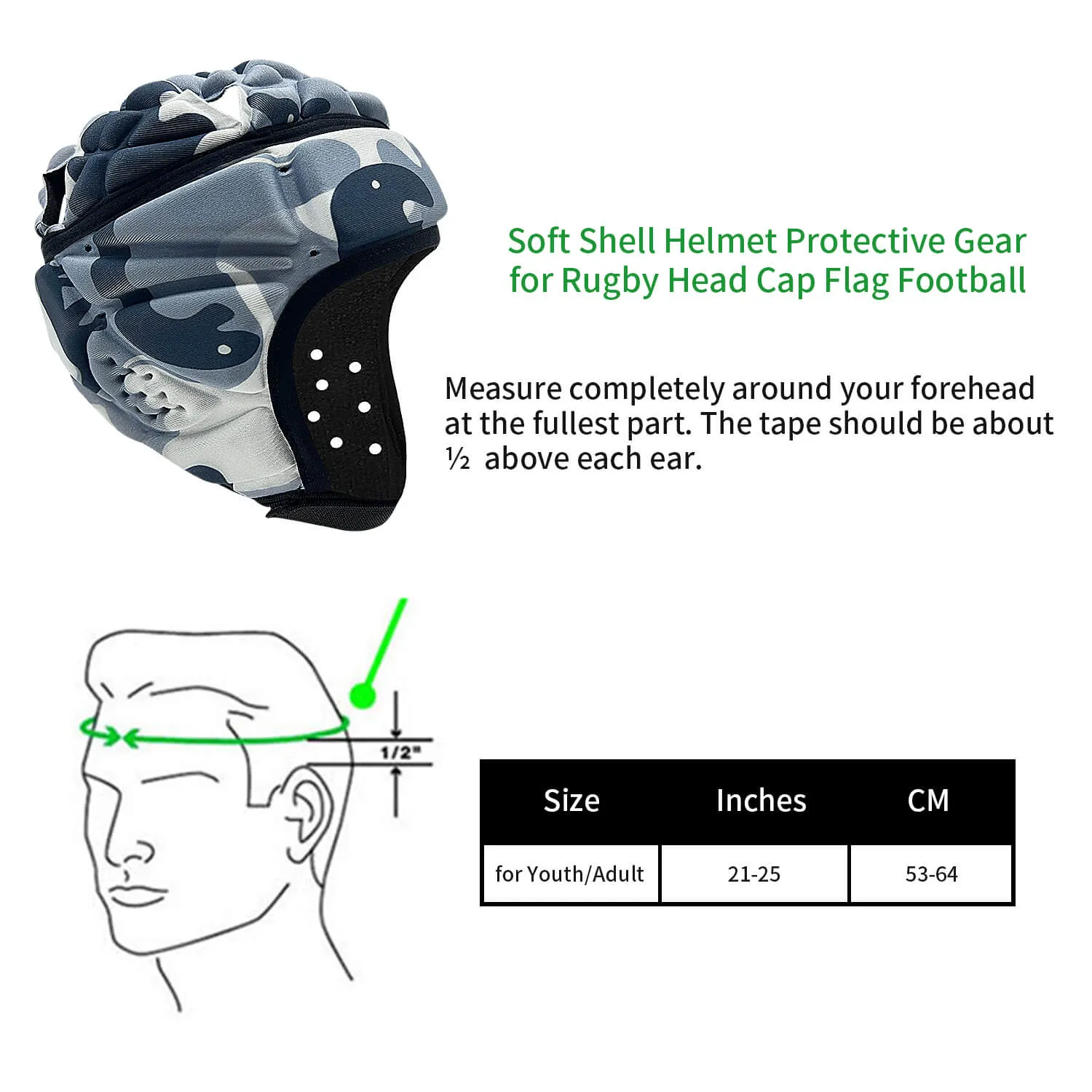 Camo Sports Padded Helmet, model H-FB-004, detail view 1