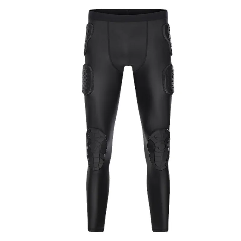 Black full-length rugby padded pants with hip, thigh and knee padding